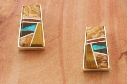 Calvin Begay Genuine Picture Jasper Sterling Silver Navajo Earrings